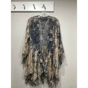Origami Lace Tiered Kimono Duster Fairy Boho Indie Celestial Ethereal Sheer Sz M